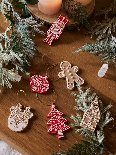 Lot de 6 décorations de Noël effet biscuit à suspendre blanc - vertbaudet enfant 