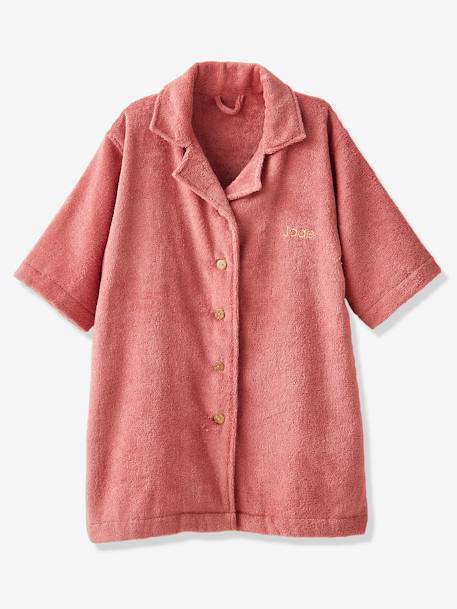 Peignoir Oversize enfant uni avec coton recyclé, personnalisable bois de rose+vert sapin - vertbaudet enfant 