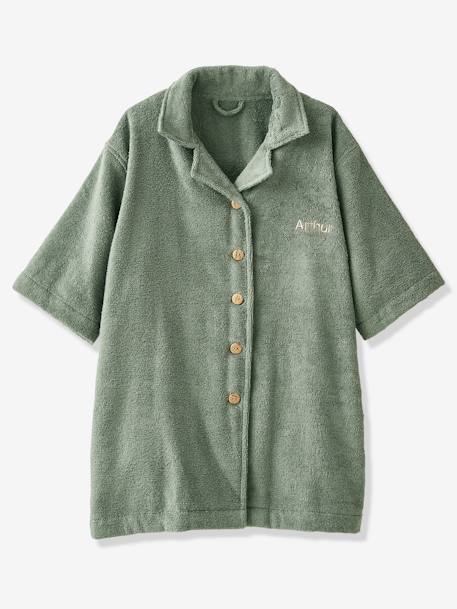 Peignoir Oversize enfant uni avec coton recyclé, personnalisable bois de rose+vert sapin - vertbaudet enfant 