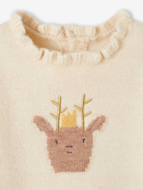 Ensemble de Noël bébé robe en tricot motif renne + collant écru - vertbaudet enfant 