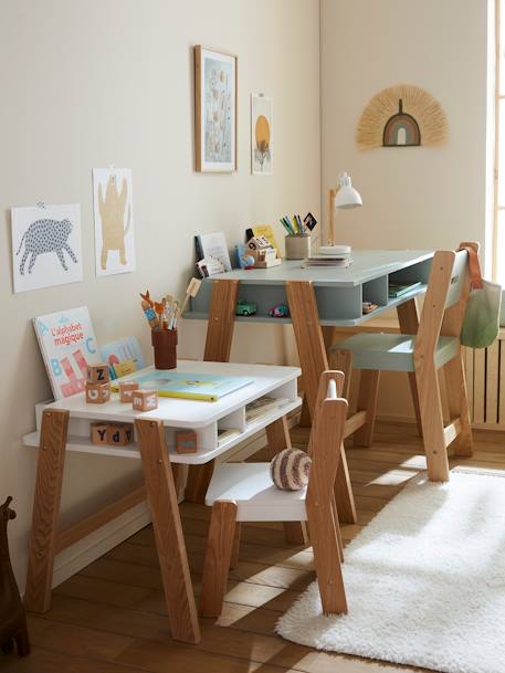 Bureau enfant LIGNE ARCHITEKT BLANC/BOIS CLAIR+vert - vertbaudet enfant 