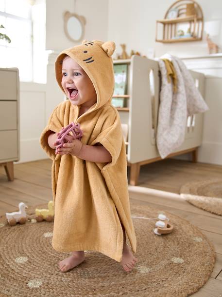 Poncho de bain bébé avec coton recyclé personnalisable Animal abricot+beige+ocre+olive - vertbaudet enfant 