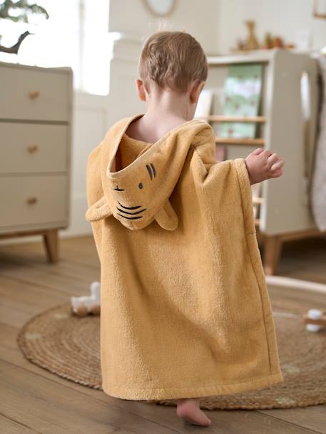 Poncho de bain bébé avec coton recyclé personnalisable Animal abricot+beige+ocre+olive - vertbaudet enfant 