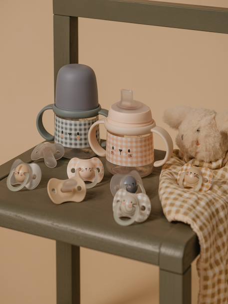 Set van 2 fopspenen met symmetrische speen SX Pro Night&Day SUAVINEX grijs+rozen - vertbaudet enfant 