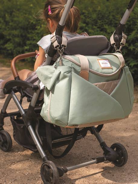 Luiertas Sydney II van BEABA beige, bedrukt+saliegroen - vertbaudet enfant 