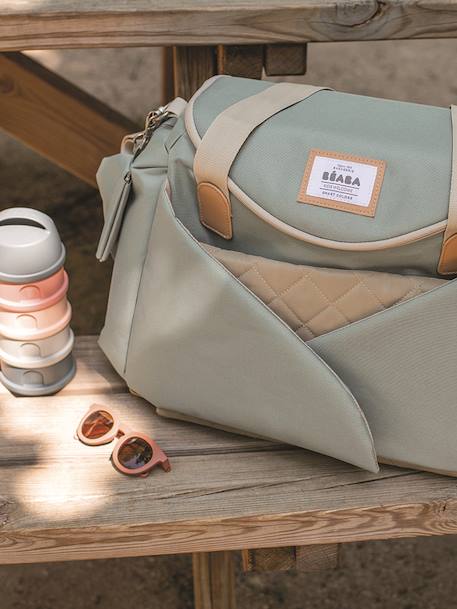 Luiertas Sydney II van BEABA beige, bedrukt+saliegroen - vertbaudet enfant 
