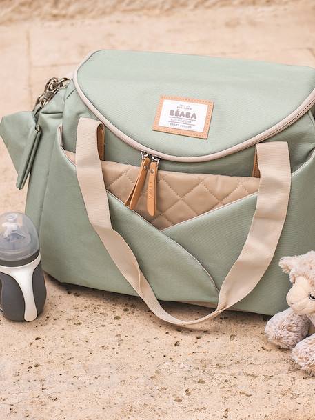 Sac à langer Sydney II beige imprimé+vert sauge - vertbaudet enfant 