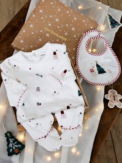 -Kerstcadeauset voor baby fluwelen pyjamapakje + slabbetje