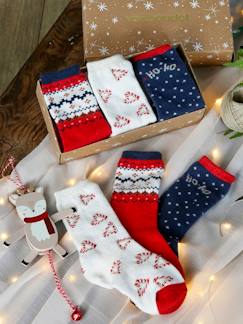 Meisje-Ondergoed-Kerstset Santa Socks met 3 paar halfhoge sokken voor meisjes