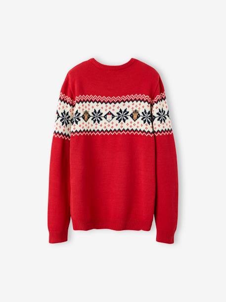 Kersttrui in jacquard voor volwassenen, capsule familiecollectie dennen+rood - vertbaudet enfant 