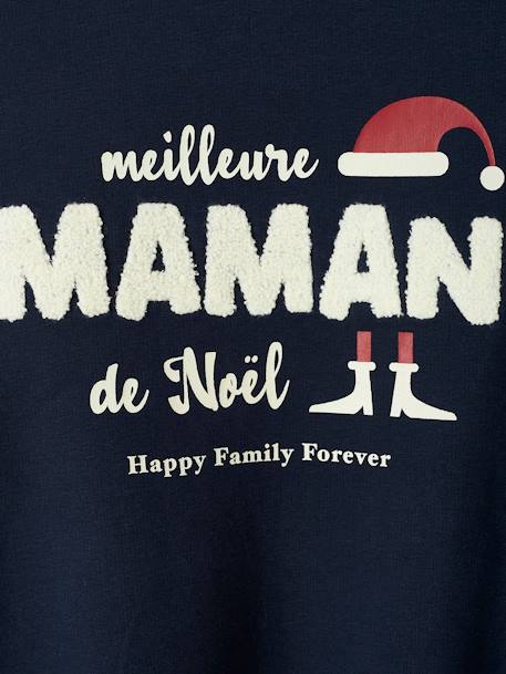 Kerst sweatshirt voor dames 'Happy Family Forever' capsulecollectie marineblauw - vertbaudet enfant 