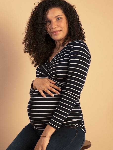 Set met 2 eco-verantwoorde zwangerschapstops Fiona Ls ENVIE DE FRAISE marineblauw - vertbaudet enfant 