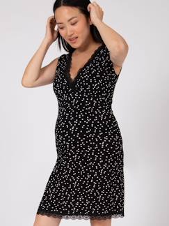 Zwangerschapskleding-Pyjama, homewear-Nachtkleed voor zwangere vrouwen van katoenmodaal kanten detail Seguolene ENVIE DE FRAISE