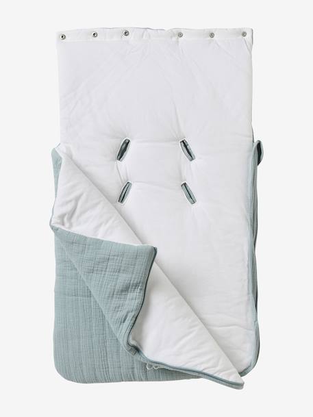 Zomerse trappelzak van katoengaas grijsblauw+rozen - vertbaudet enfant 