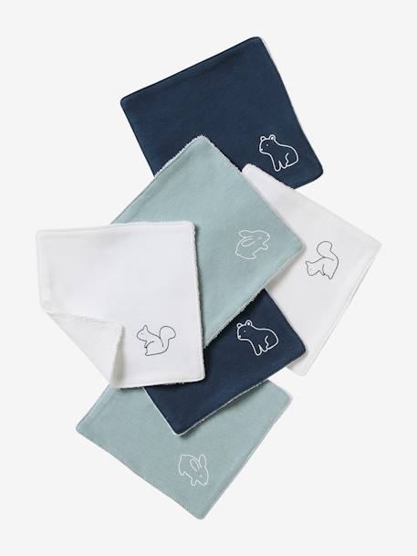 Lot de 6 lingettes lavables bleu grisé+lot rose - vertbaudet enfant 