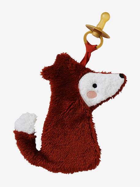 Attache-tétine Doudou en sherpa mandarine+noix de pécan - vertbaudet enfant 