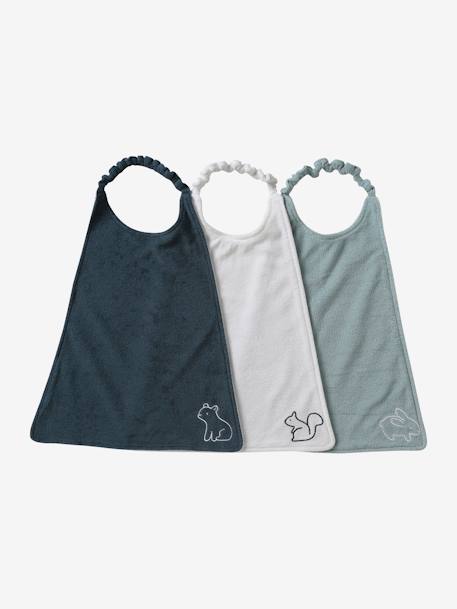Lot de 3 grands bavoirs bleu grisé - vertbaudet enfant 