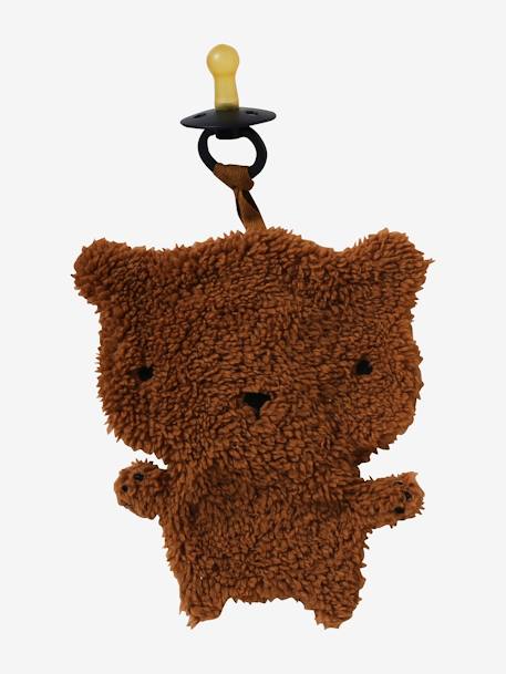 Attache-tétine Doudou en sherpa mandarine+noix de pécan - vertbaudet enfant 