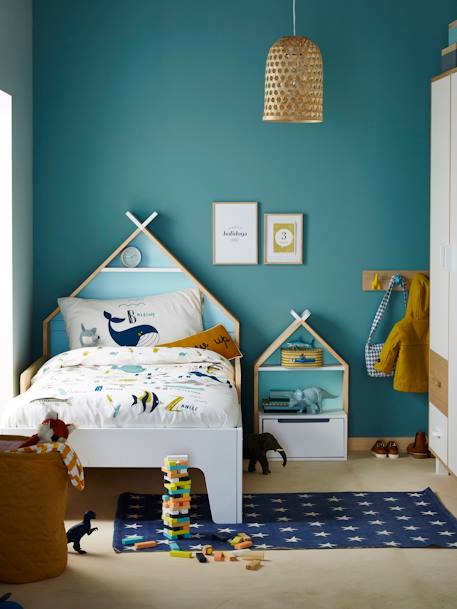 Lit évolutif enfant fond réversible LIGNE TIPILI blanc+vert/jaune - vertbaudet enfant 