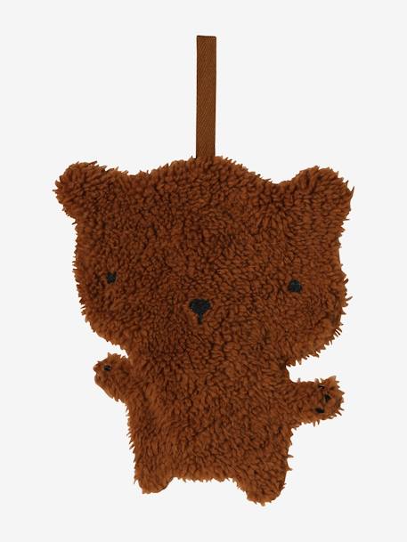 Attache-tétine Doudou en sherpa mandarine+noix de pécan - vertbaudet enfant 