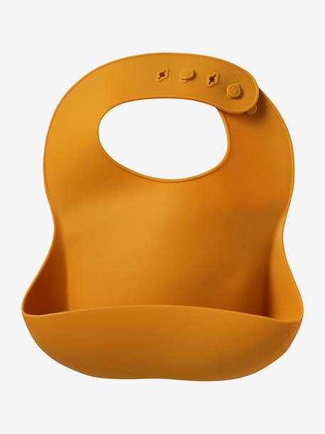 Set van 2 siliconen slabbetjes bruin+grijsblauw+roze, bedrukt+saliegroen - vertbaudet enfant 