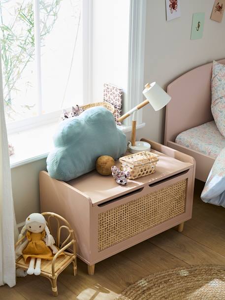 Coffre à jouets cannage POÉSIE rose - vertbaudet enfant 