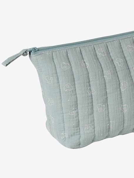 Trousse de toilette en gaze de coton bleu grisé+rose - vertbaudet enfant 