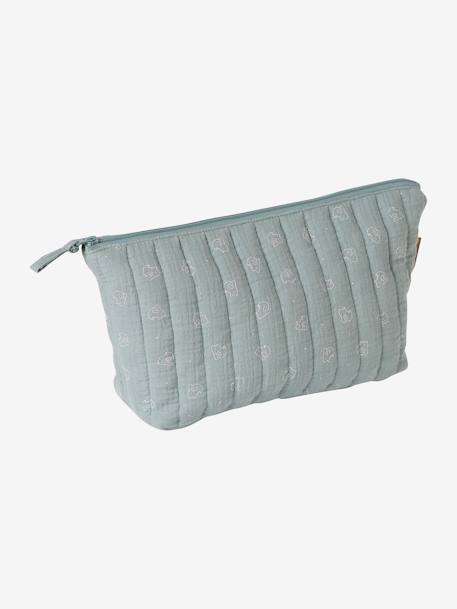 Trousse de toilette en gaze de coton bleu grisé+rose - vertbaudet enfant 