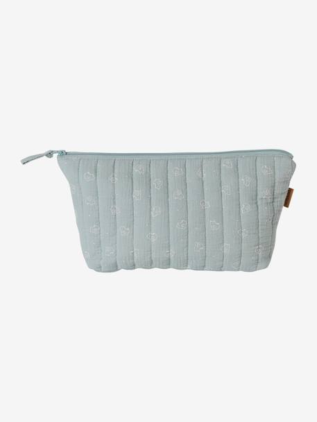 Trousse de toilette en gaze de coton bleu grisé+rose - vertbaudet enfant 