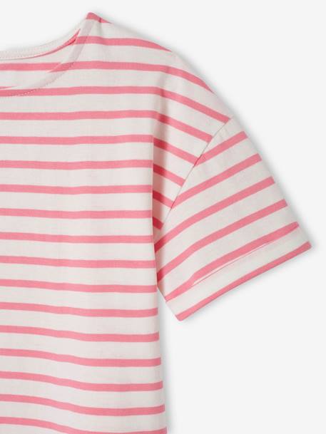 Tee-shirt marinière personnalisable fille manches courtes rayé rose - vertbaudet enfant 