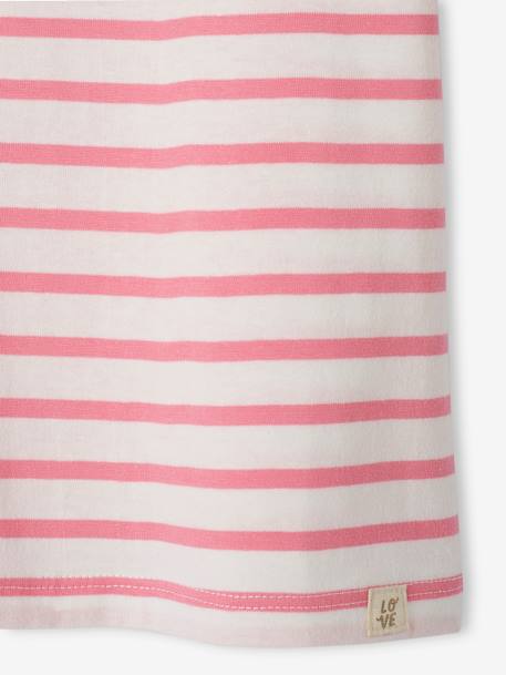 Gestreept meisjes-T-shirt met korte mouwen roze, gestreept - vertbaudet enfant 