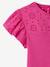 T-shirt fille détails en broderie anglaise corail+fuchsia+VERT PALE - vertbaudet enfant 