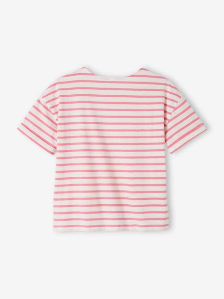 Gestreept meisjes-T-shirt met korte mouwen roze, gestreept - vertbaudet enfant 