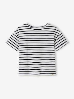 Gestreept meisjes-T-shirt met korte mouwen  - vertbaudet enfant