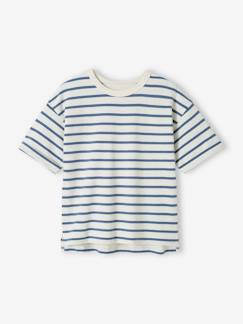 Meisje-T-shirt, souspull-Uniseks t-shirt met strepen, aanpasbaar voor kinderen, korte mouwen