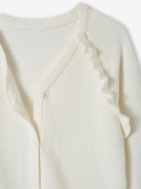 Gilet fille à volants cérémonie beige doré+écru+vert - vertbaudet enfant 