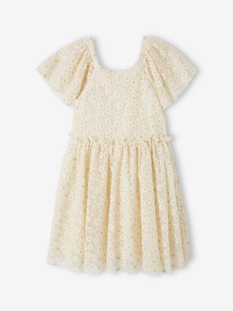 Robe cérémonie fille tulle brodé fleurs vanille - vertbaudet enfant 