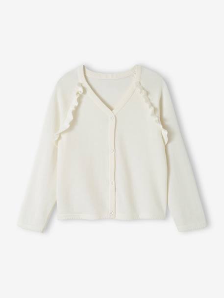 Meisjesvest met ruches ecru+goudbeige+groen - vertbaudet enfant 