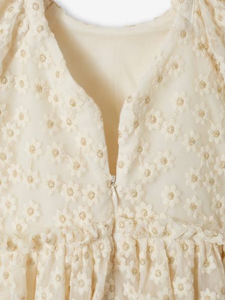 Robe cérémonie fille tulle brodé fleurs vanille - vertbaudet enfant 