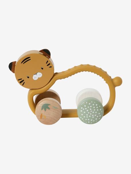 Hochet tigre en silicone et bois FSC® TANZANIE orange - vertbaudet enfant 