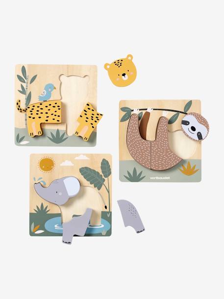 Lot de 3 puzzles chunky en bois FSC® - Tanzanie jaune - vertbaudet enfant 