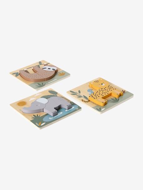 Set van 3 chunky FSC® houten puzzels - Tanzania geel - vertbaudet enfant 