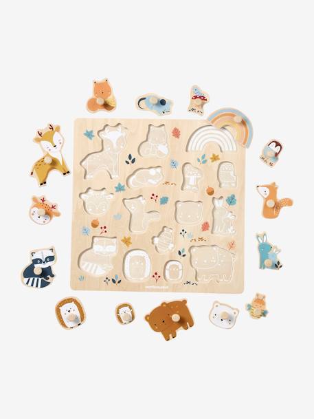 Puzzle bouton Les amis de la forêt en bois FSC® orange - vertbaudet enfant 