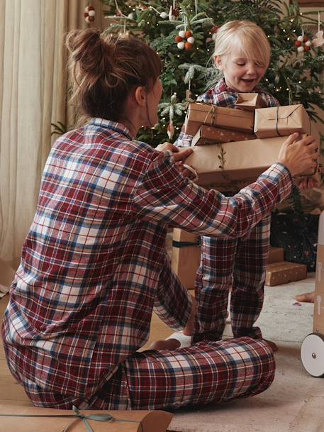 Pyjama flanelle adulte collection capsule 'Happy Family' carreaux rouge - vertbaudet enfant 