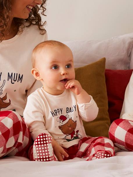 Babypyjama voor familiecapsulecollectie Kerstmis ecru - vertbaudet enfant 