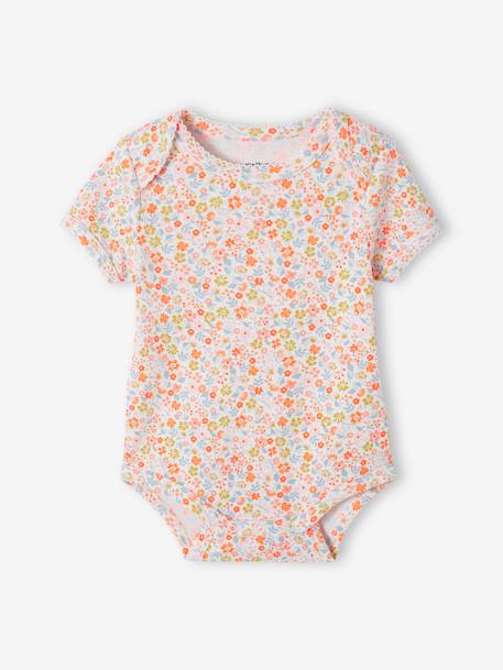 Set van 3 meegroeiende rompertjes van biologisch katoen abrikoos (poederkleur) - vertbaudet enfant 