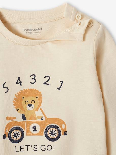 Decoratief T-shirt babyjongen grijs gechineerd+vanille - vertbaudet enfant 