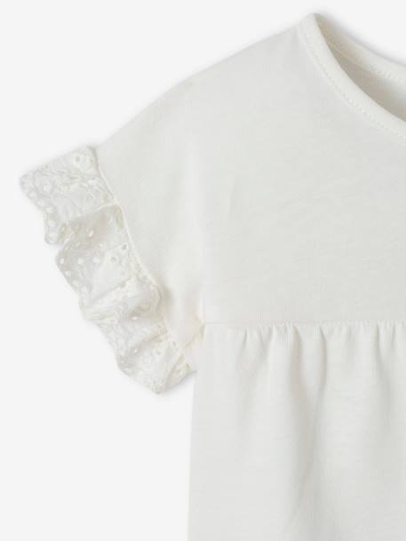 T-shirt manches volantées personnalisable bébé coton biologique écru+fuchsia - vertbaudet enfant 