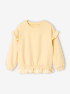 Meisje-Trui, vest, sweater-Sweater-Meisjessweater met ruches van twee materialen