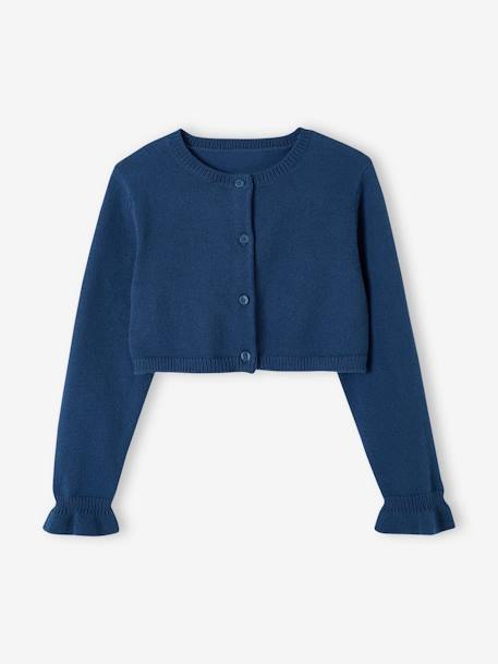 Gilet boléro cérémonie fille bleu chambray+vieux rose - vertbaudet enfant 